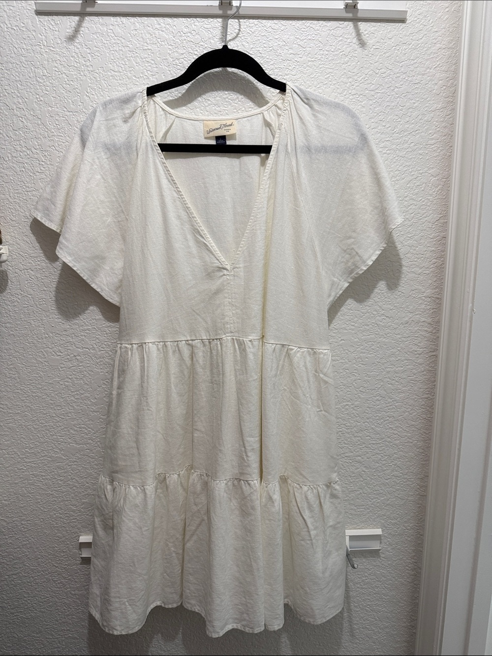 Relaxed Tiered V-Neck Dress in Cream